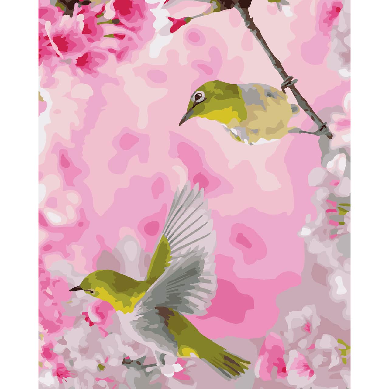 16" x 20" Hummingbirds with Flowers Paint-by-Number Kit with Wood Display Hanger by Artist's Loft®